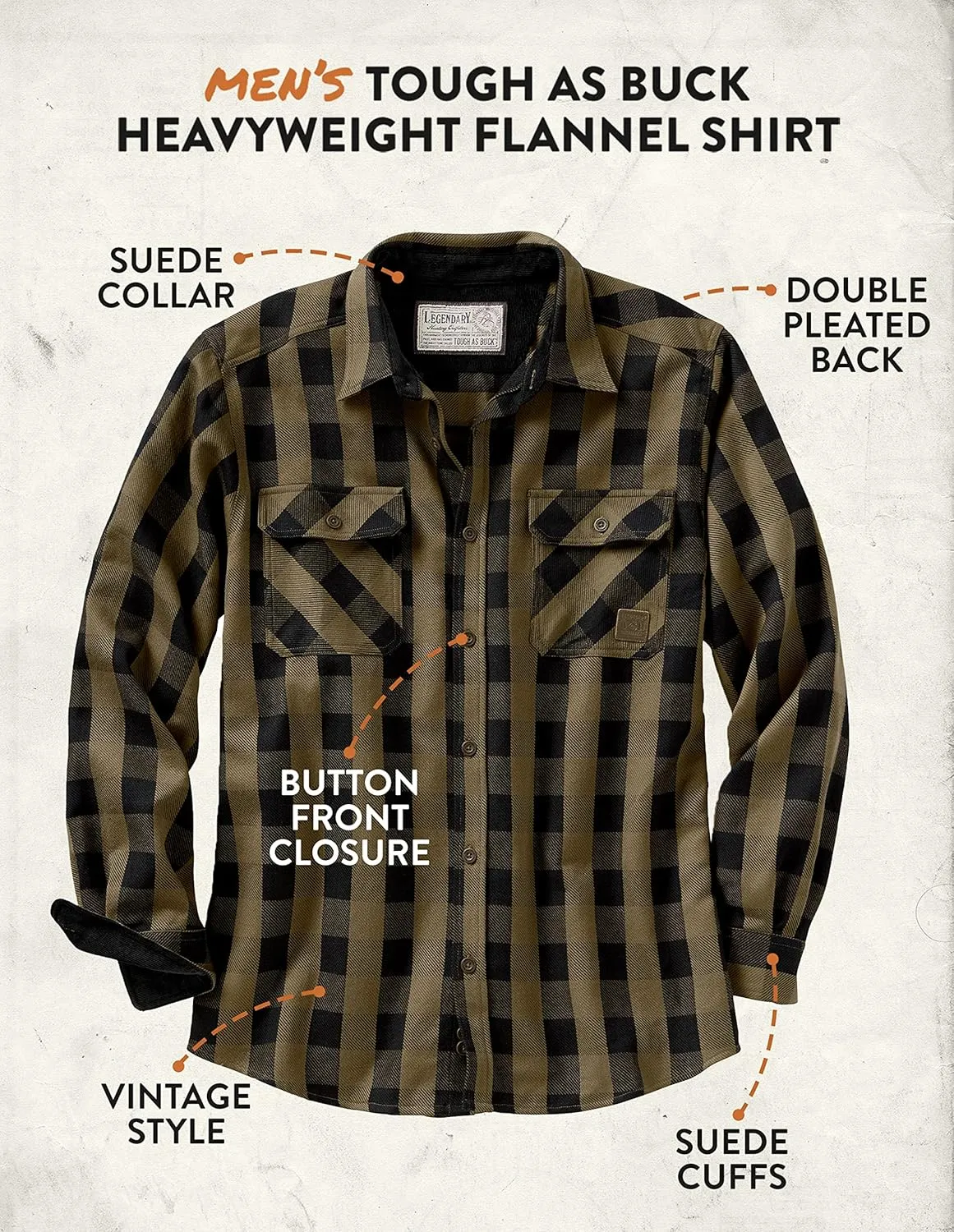 Legendary Whitetails Men's Tough as Buck Heavyweight Flannel Shirt