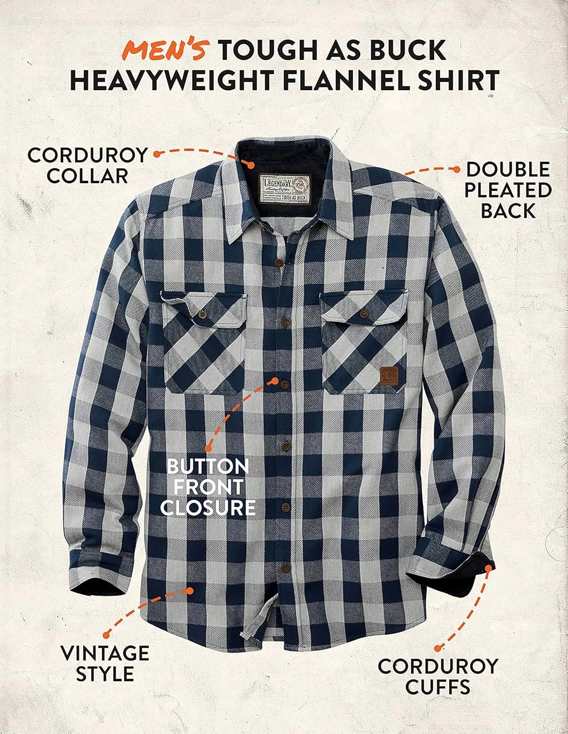 Legendary Whitetails Men's Tough as Buck Heavyweight Flannel Shirt