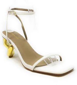 Lemonade Womens Ankle Strap Square Toe Gold Chain Heel