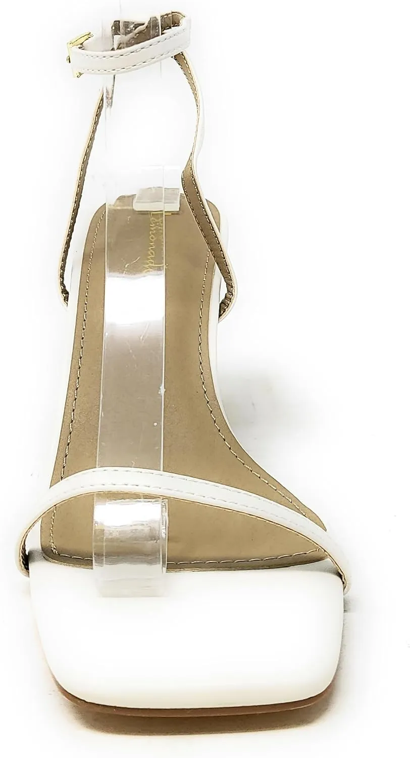 Lemonade Womens Ankle Strap Square Toe Gold Chain Heel