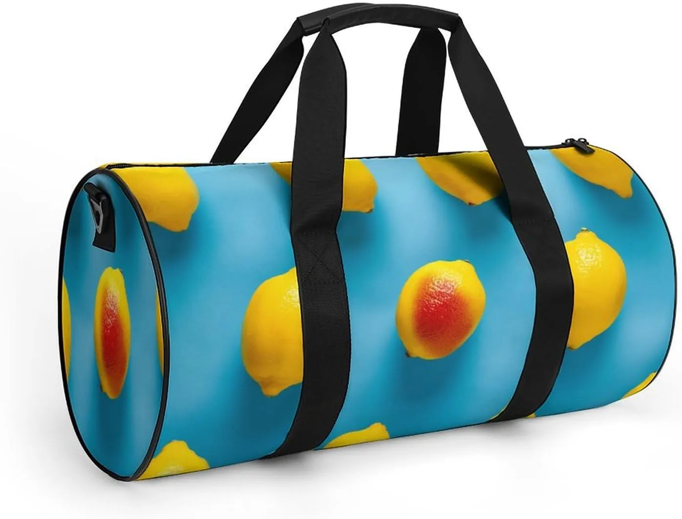 Lemons All Positioned Travel Gym Bag for Women Men One Is Red Cylindrical Duffle Bag Sport Workout Bag with Shoulder Strap