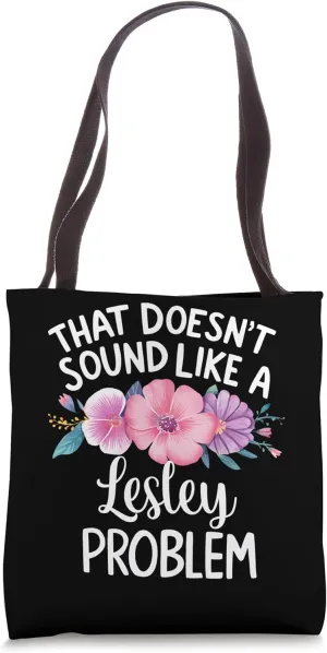 Lesley Personalized Cute Flower Girls Lesley Name Tote Bag