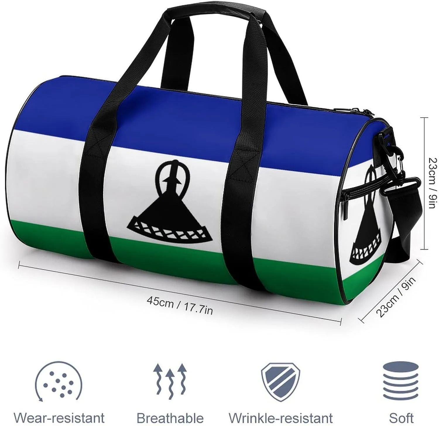 Lesotho Flag Large Capacity Gym Bag for Women Men with Wet Pocket Travel Duffel