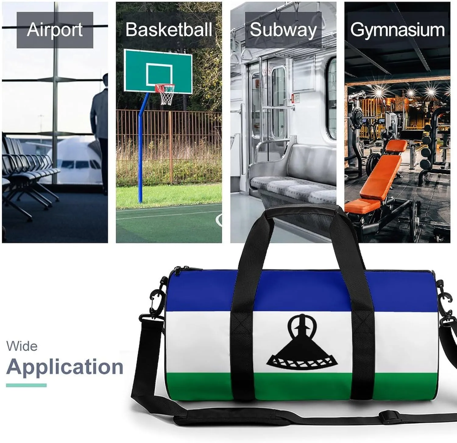 Lesotho Flag Large Capacity Gym Bag for Women Men with Wet Pocket Travel Duffel