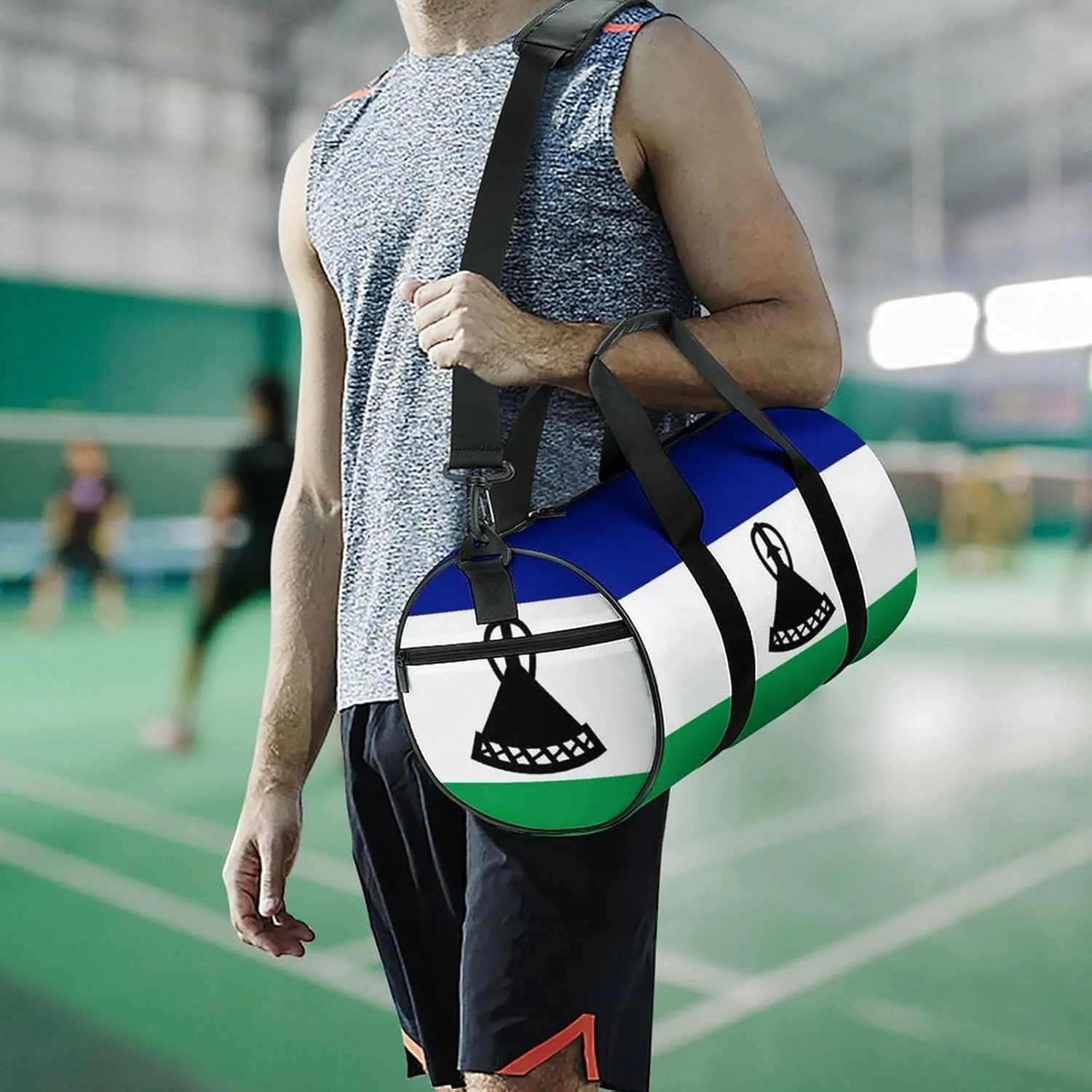 Lesotho Flag Large Capacity Gym Bag for Women Men with Wet Pocket Travel Duffel