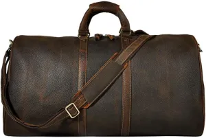 Lexther Stylish and Spacious Weekend Duffle Bag for Men | Genuine Cow Leather | Handmade with Unique Designer (24 inch)