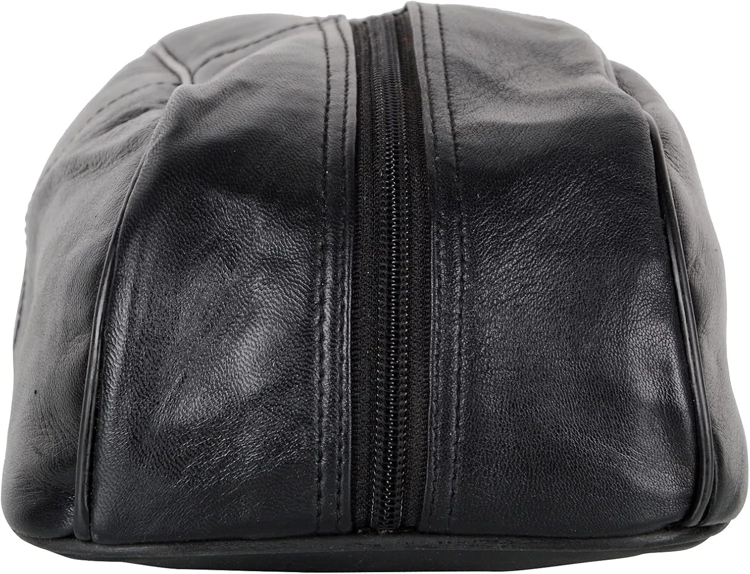 Liberty Leather Black Deluxe Sheep Napa Leather Unisex Toiletry Travel Bag Bathroom Organizer/Shoe Bag for Men and Women Portable Cosmetic Case and Traveling Kit Leather Shaving Bag in Black