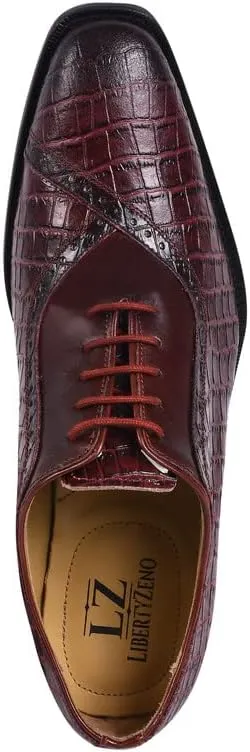 LIBERTYZENO Mens Plain & Animal Print Leather Adults Formal Lace Up Dress Shoes for Easter Gift
