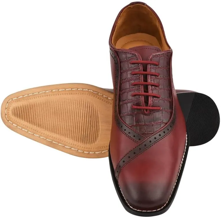 LIBERTYZENO Mens Plain & Animal Print Leather Adults Formal Lace Up Dress Shoes for Easter Gift