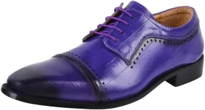 LIBERTYZENO Mens Plain & Animal Print Purple Genuine Leather Adults Slip On & Lace Up Oxford Dress Shoes/Prom Shoes for Easter Gift