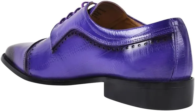 LIBERTYZENO Mens Plain & Animal Print Purple Genuine Leather Adults Slip On & Lace Up Oxford Dress Shoes/Prom Shoes for Easter Gift