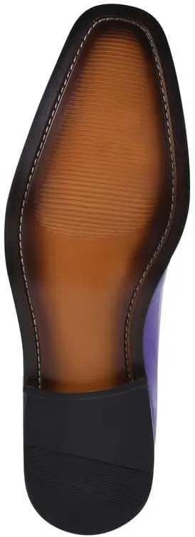 LIBERTYZENO Mens Plain & Animal Print Purple Genuine Leather Adults Slip On & Lace Up Oxford Dress Shoes/Prom Shoes for Easter Gift