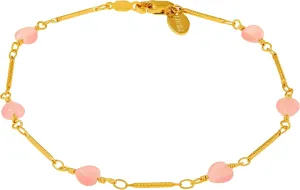 LIFETIME JEWELRY Womens Gold Anklet Pink Hearts Ankle Bracelet 24k Real Gold Plated