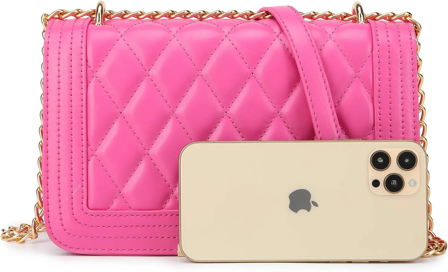 lola mae Crossbody Bags for Women Fashion Quilted Shoulder purse with Convertible Chain Strap Classic Satchel Handbag