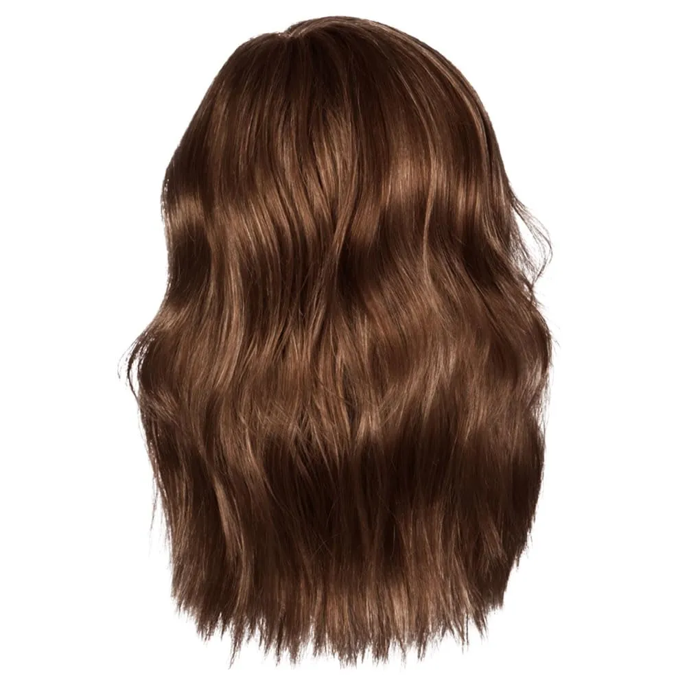 Love Wave Layered Shoulder-Length Wig With Soft Barrel Curled Waves by Hairuwear, Average Cap, GL10-12 Sunlit Chestnut