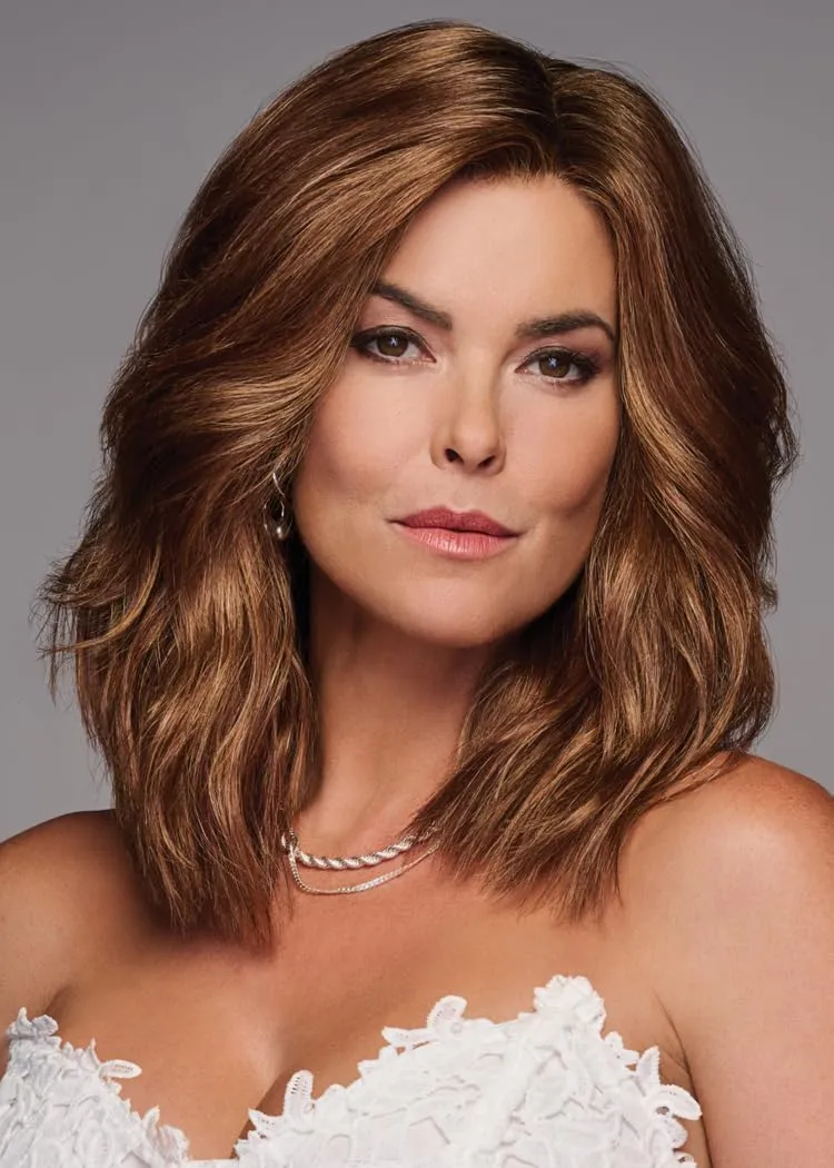 Love Wave Layered Shoulder-Length Wig With Soft Barrel Curled Waves by Hairuwear, Average Cap, GL10-12 Sunlit Chestnut
