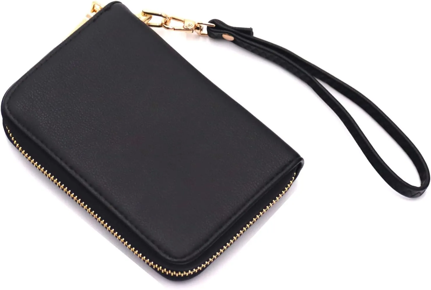 LOVESOME Womens Small Zip Around, Double Zip Around - Double Compartment Wristlet Wallet with Wrist Strap