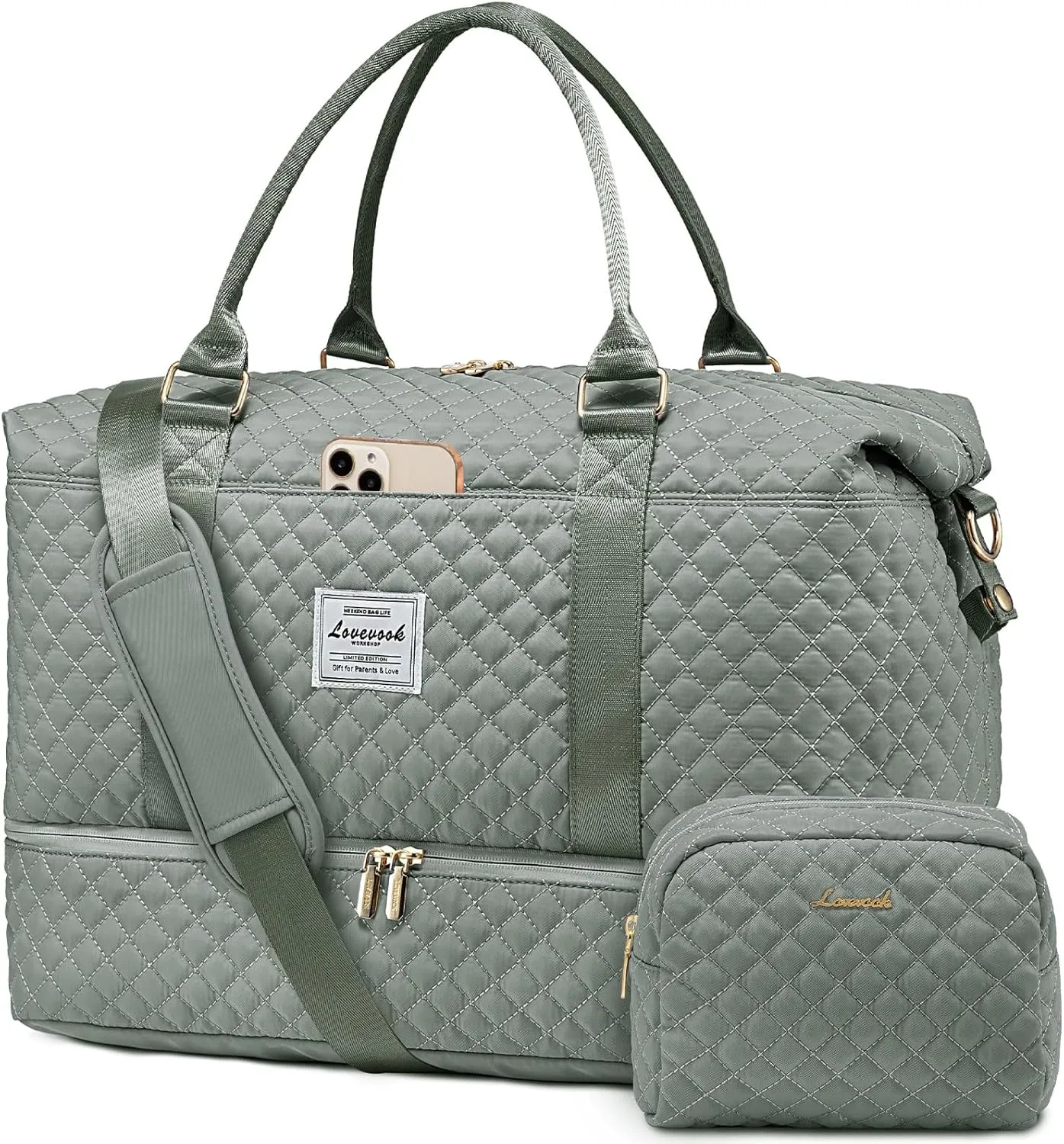 LOVEVOOK Travel Duffle Bag,Weekender Bags for Women with Shoe Compartment，Carry on Overnight Bag with Toiletry Bag,Gym Duffel Bag with Wet Pocket, Hospital Bags for Labor and Delivery