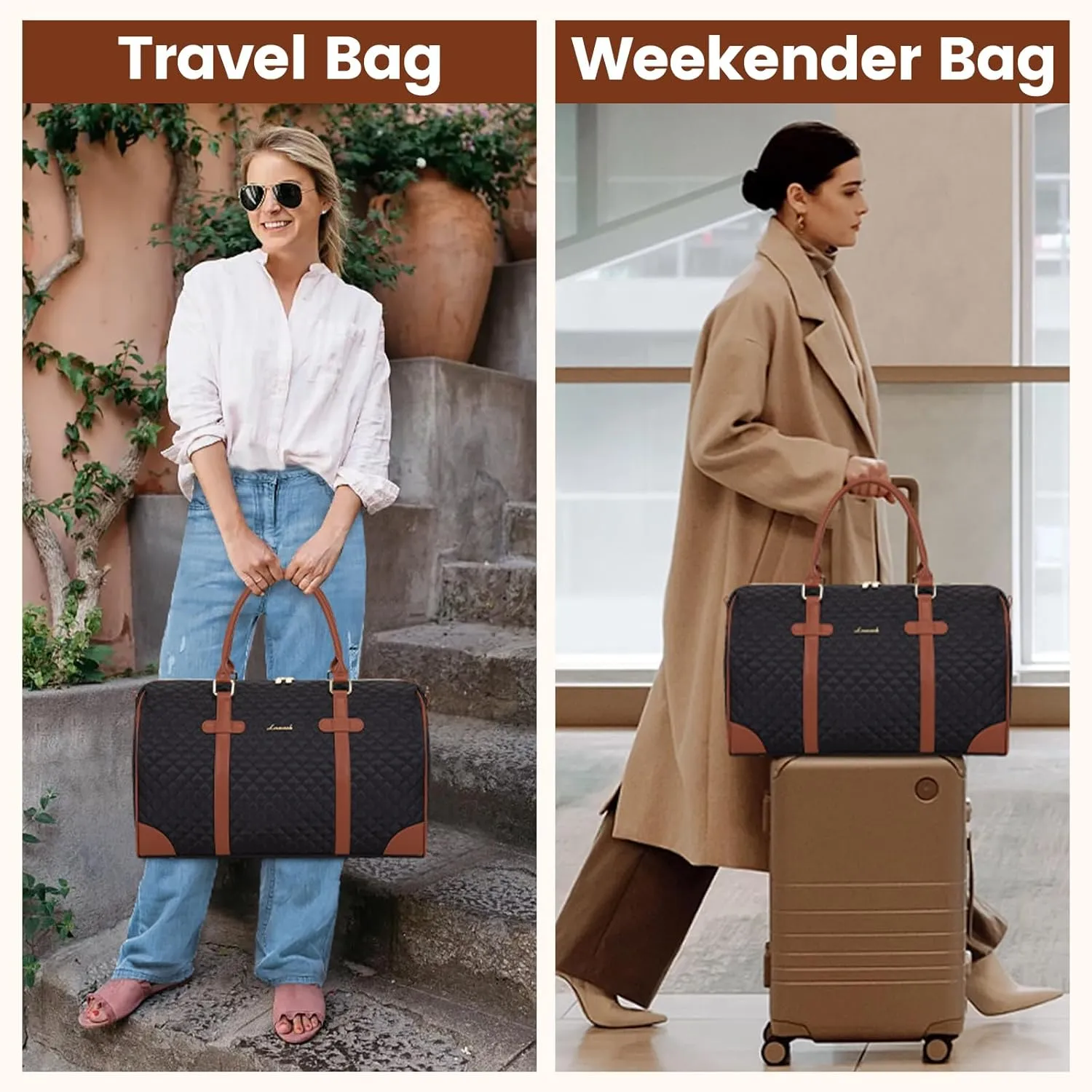 LOVEVOOK Travel Duffle Bag,Women's Weekender Bags with Wet Pocket, Carry On Overnight Bag, 18 inch