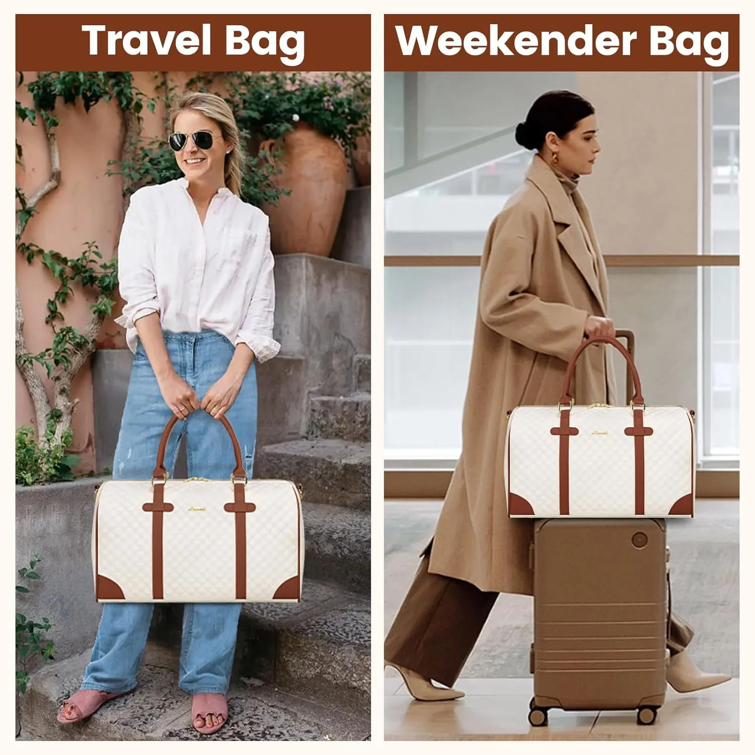 LOVEVOOK Travel Duffle, Women's Weekender Bags with Wet Pocket - Carry On, Overnight, Gym, Hospital Bag - 21 inch