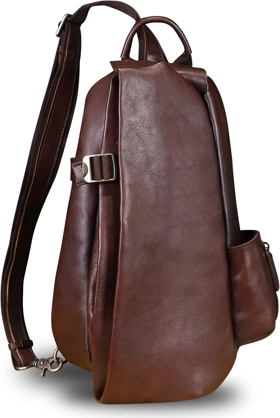 LRTO Genuine Leather Sling Bag Crossbody Purse Handmade Hiking Daypack Motorcycle Bag Retro Shoulder Backpack Vintage Chest Pack (Coffee)