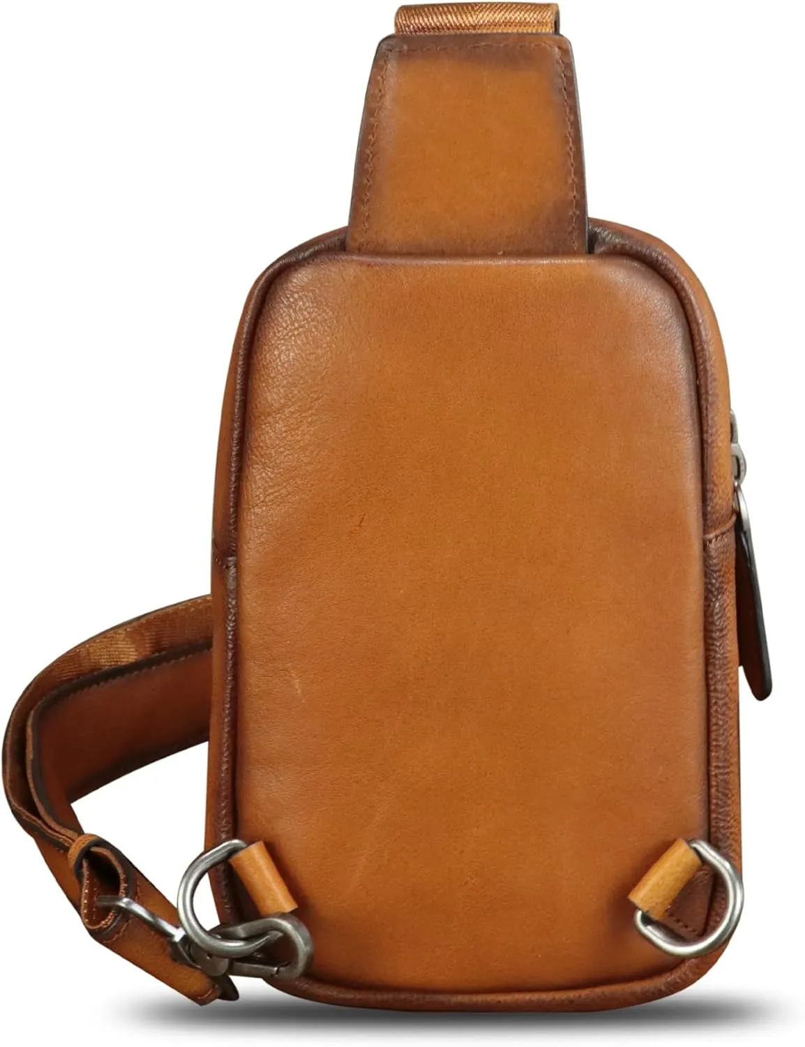 LRTO Genuine Leather Sling Bag for Women Small Crossbody Purse Handmade Daypack Retro Shoulder Backpack Vintage Chest Pack (Brown)