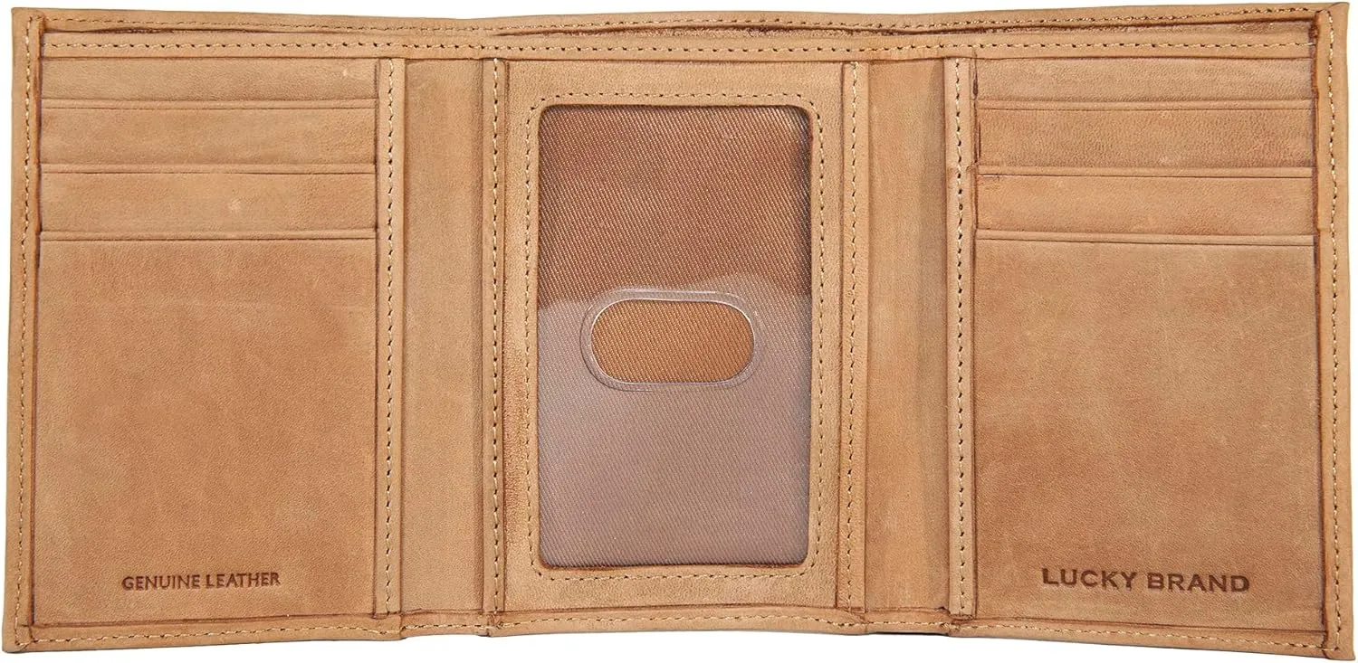 Lucky Brand Men's Trifold Wallet | Id Window | Card Slots | Leather | Organization | Durable | Stylish