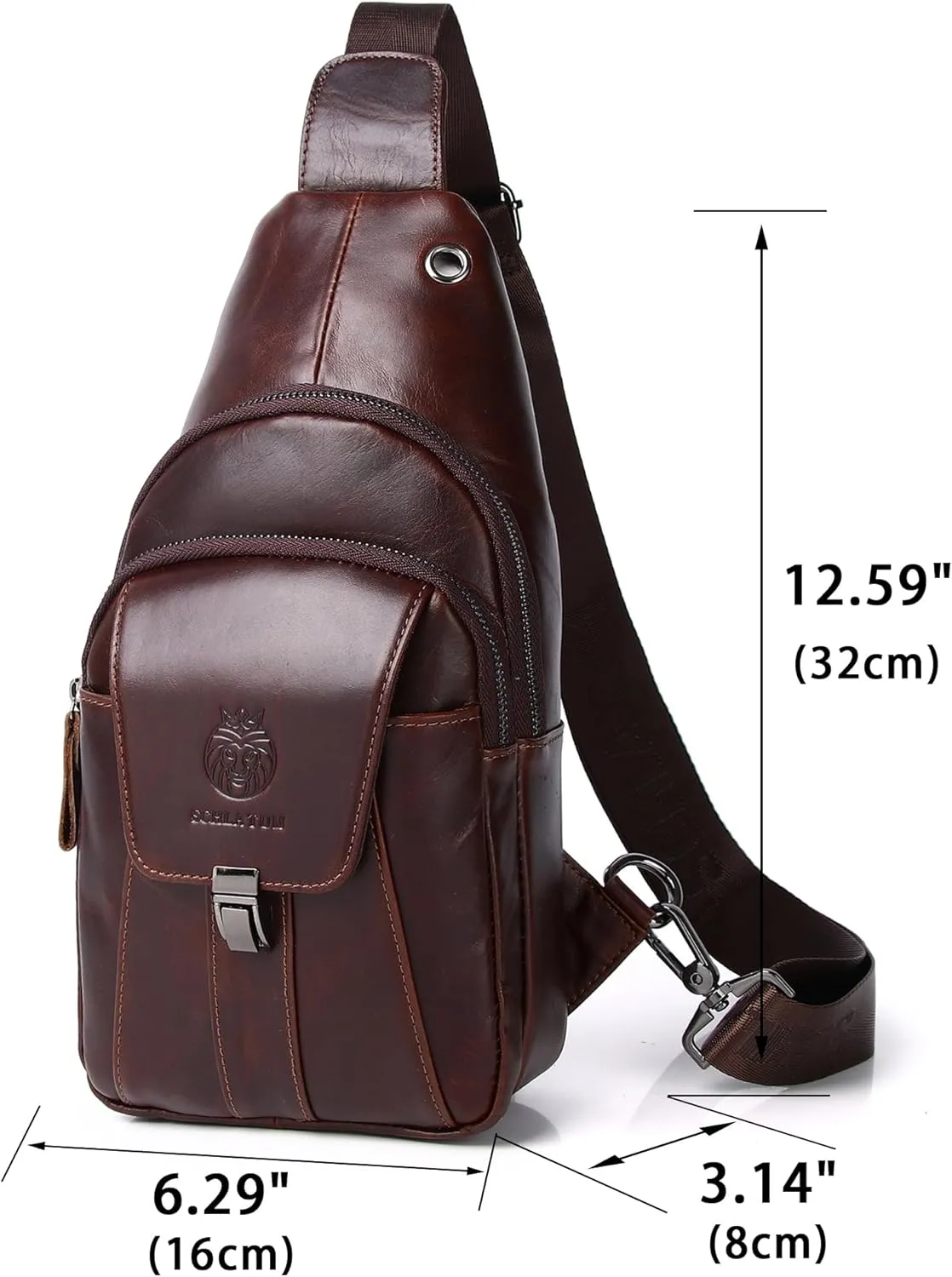 LUKZIJAES Genuine Leather Sling Bag for Men