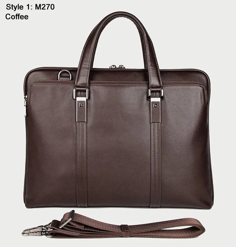 Luxury Genuine Leather Briefcase Men Leather Business Bag 15.6" Laptop Bag 14 Male Office Bag Document File Case Shoulder Bag