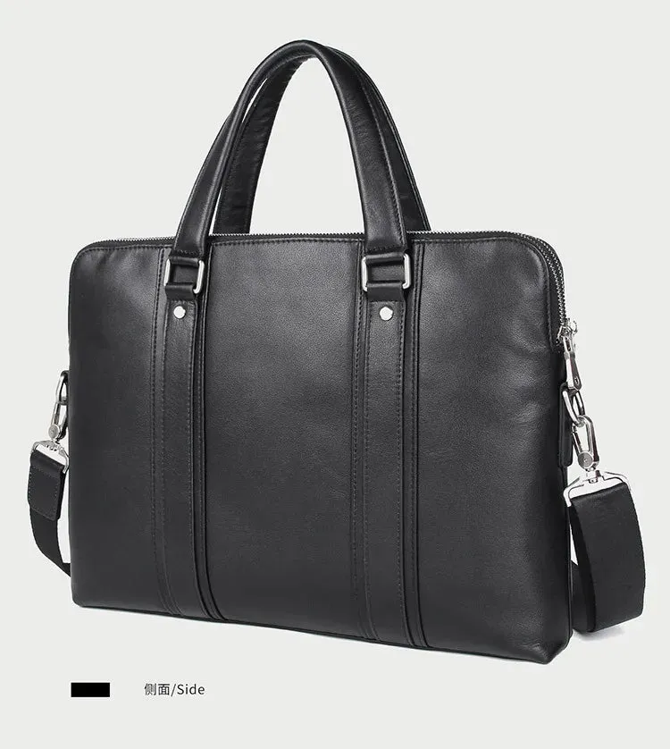 Luxury Genuine Leather Briefcase Men Leather Business Bag 15.6" Laptop Bag 14 Male Office Bag Document File Case Shoulder Bag