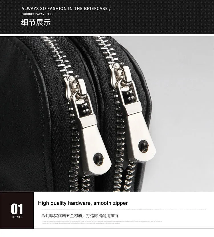 Luxury Genuine Leather Briefcase Men Leather Business Bag 15.6" Laptop Bag 14 Male Office Bag Document File Case Shoulder Bag