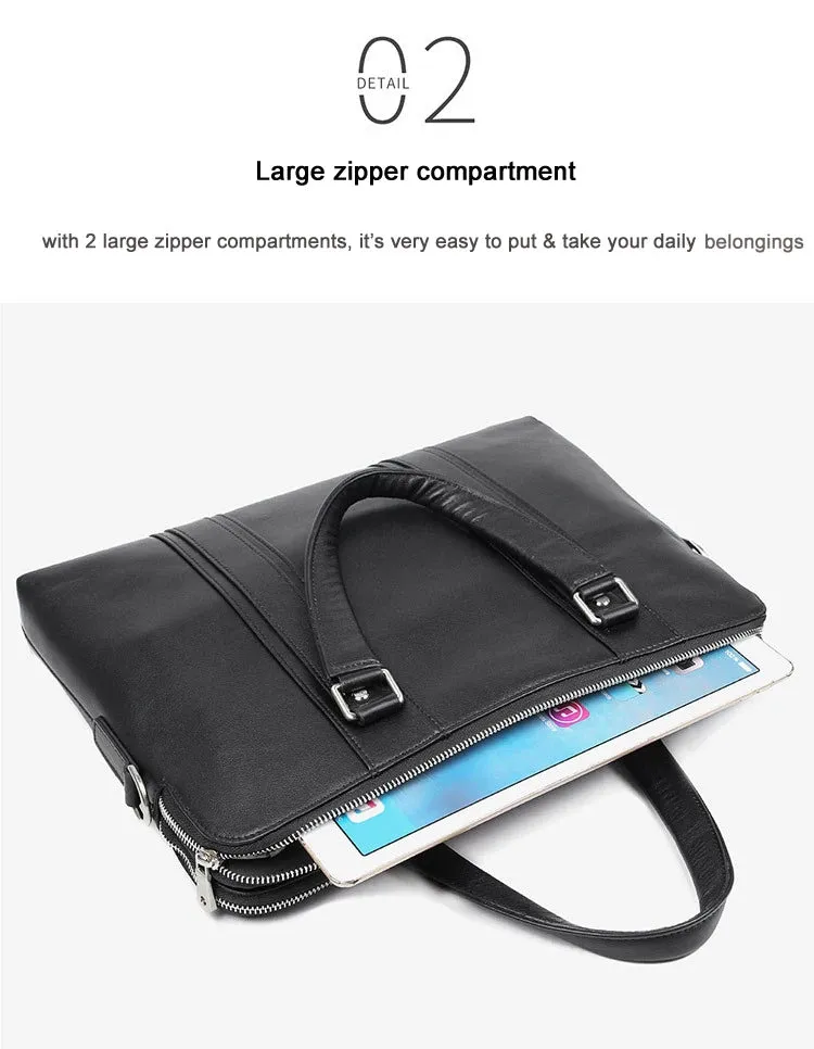 Luxury Genuine Leather Briefcase Men Leather Business Bag 15.6" Laptop Bag 14 Male Office Bag Document File Case Shoulder Bag