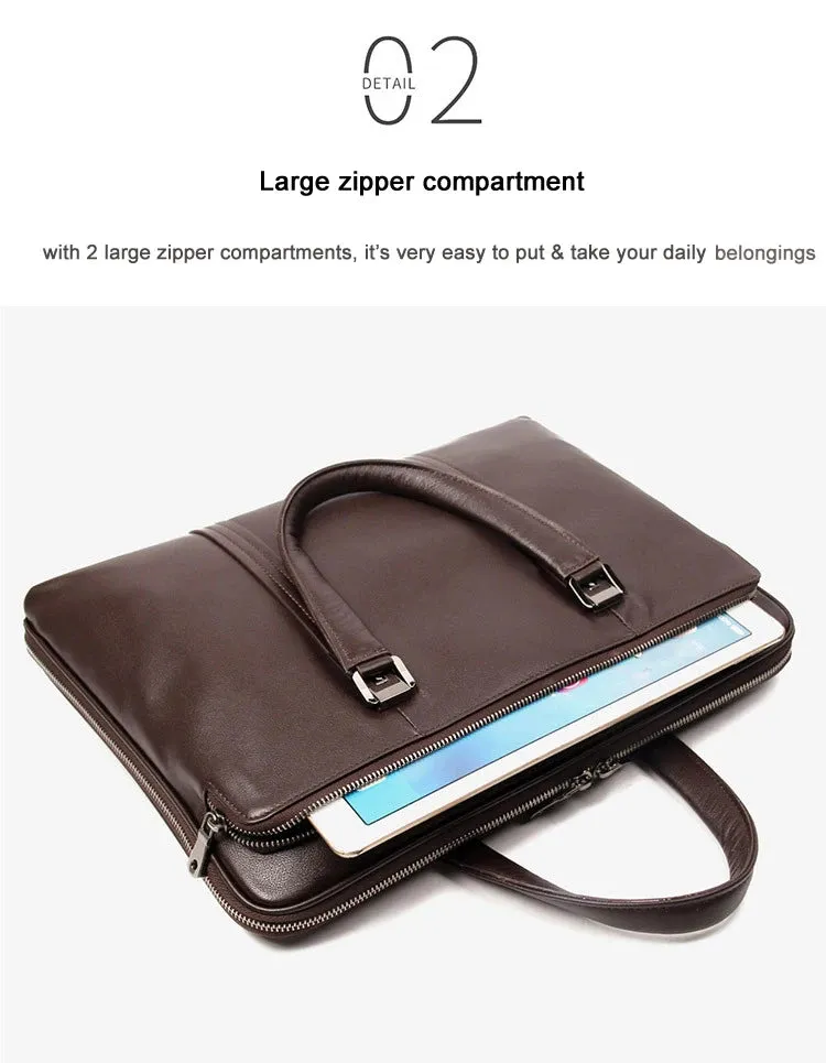 Luxury Genuine Leather Briefcase Men Leather Business Bag 15.6" Laptop Bag 14 Male Office Bag Document File Case Shoulder Bag
