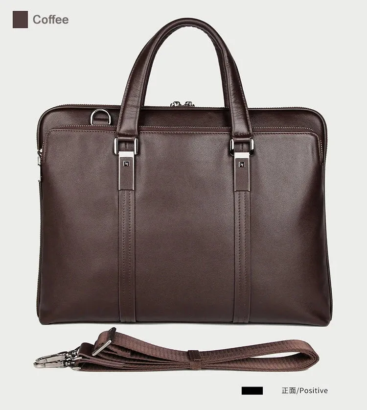 Luxury Genuine Leather Briefcase Men Leather Business Bag 15.6" Laptop Bag 14 Male Office Bag Document File Case Shoulder Bag