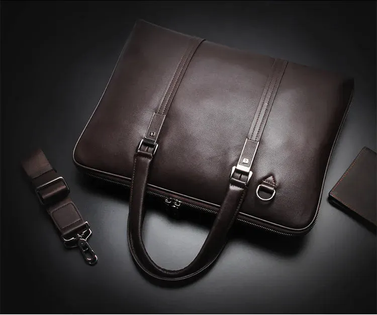 Luxury Genuine Leather Briefcase Men Leather Business Bag 15.6" Laptop Bag 14 Male Office Bag Document File Case Shoulder Bag