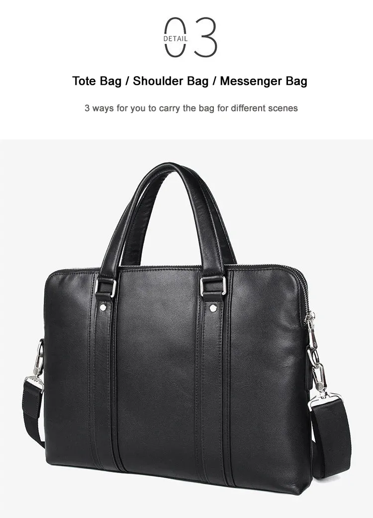 Luxury Genuine Leather Briefcase Men Leather Business Bag 15.6" Laptop Bag 14 Male Office Bag Document File Case Shoulder Bag