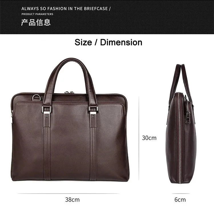 Luxury Genuine Leather Briefcase Men Leather Business Bag 15.6" Laptop Bag 14 Male Office Bag Document File Case Shoulder Bag