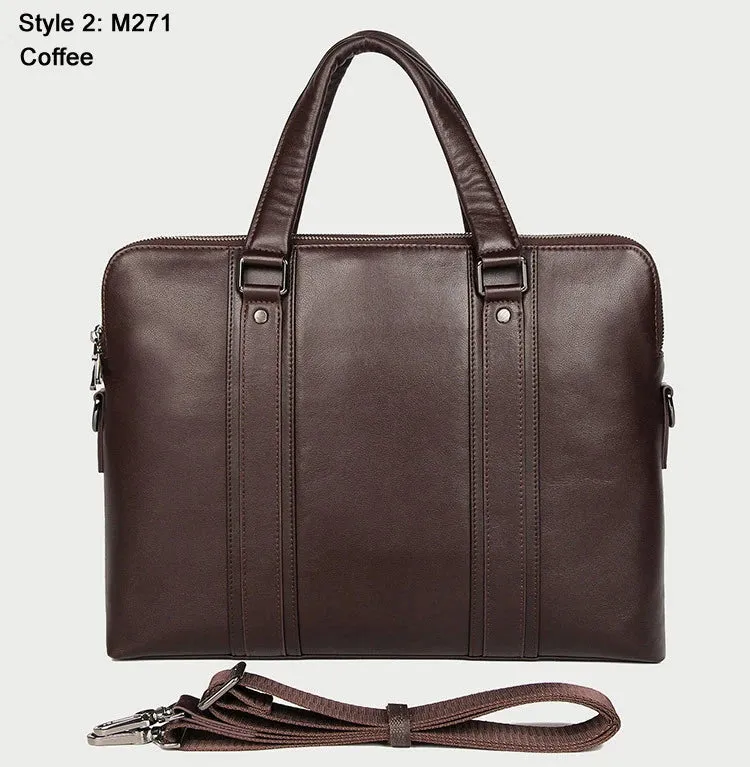 Luxury Genuine Leather Briefcase Men Leather Business Bag 15.6" Laptop Bag 14 Male Office Bag Document File Case Shoulder Bag