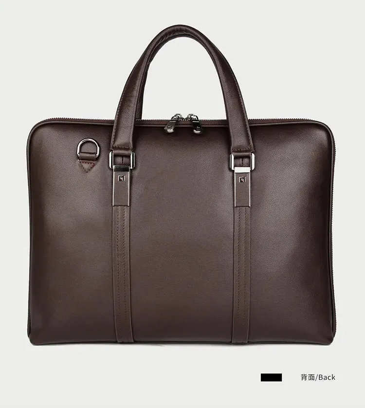 Luxury Genuine Leather Briefcase Men Leather Business Bag 15.6" Laptop Bag 14 Male Office Bag Document File Case Shoulder Bag