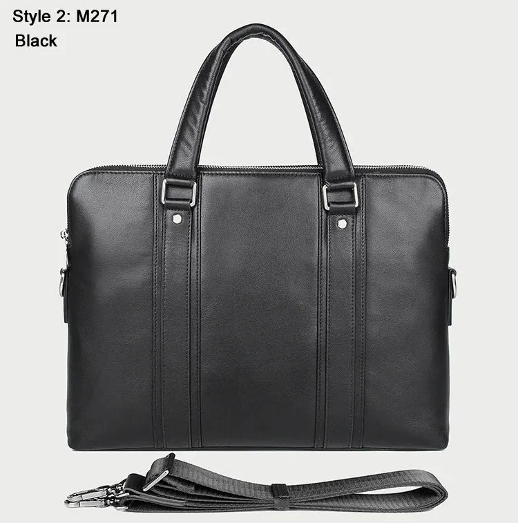 Luxury Genuine Leather Briefcase Men Leather Business Bag 15.6" Laptop Bag 14 Male Office Bag Document File Case Shoulder Bag