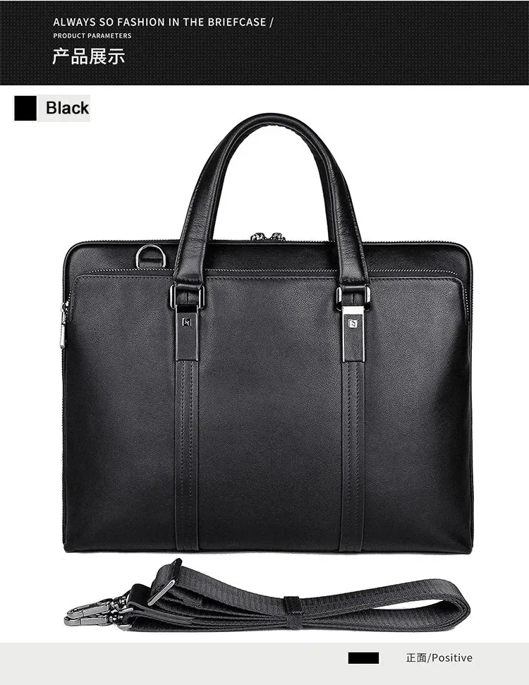Luxury Genuine Leather Briefcase Men Leather Business Bag 15.6" Laptop Bag 14 Male Office Bag Document File Case Shoulder Bag