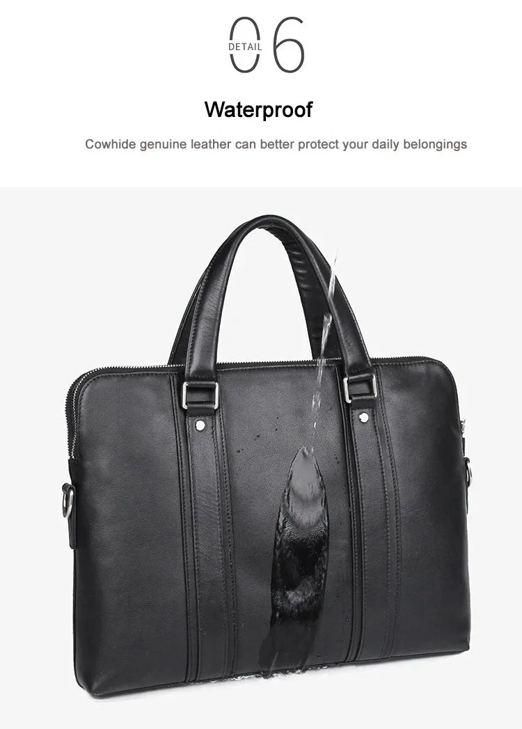 Luxury Genuine Leather Briefcase Men Leather Business Bag 15.6" Laptop Bag 14 Male Office Bag Document File Case Shoulder Bag