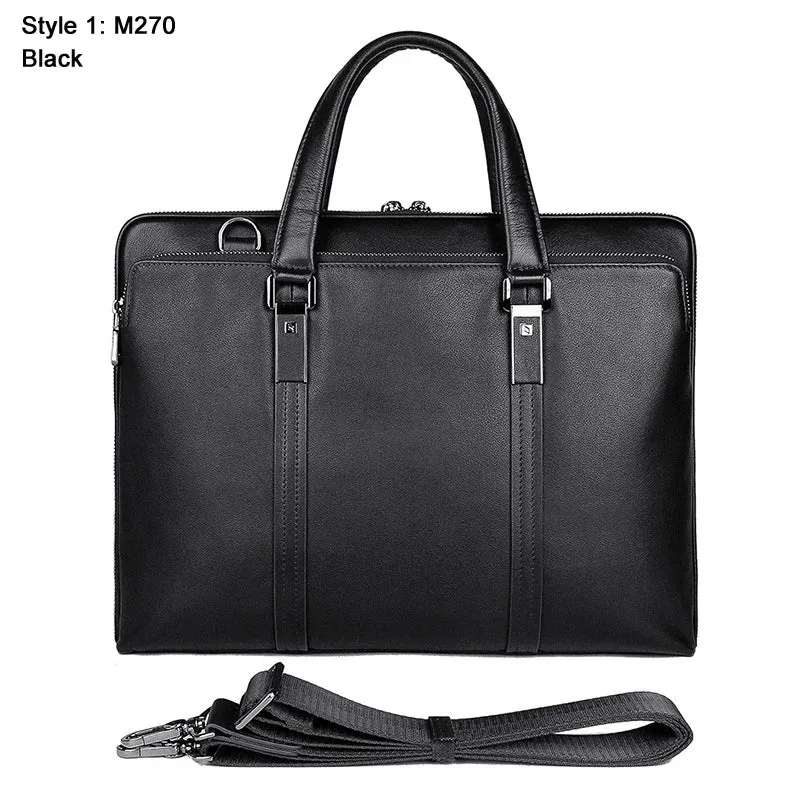 Luxury Genuine Leather Briefcase Men Leather Business Bag 15.6" Laptop Bag 14 Male Office Bag Document File Case Shoulder Bag