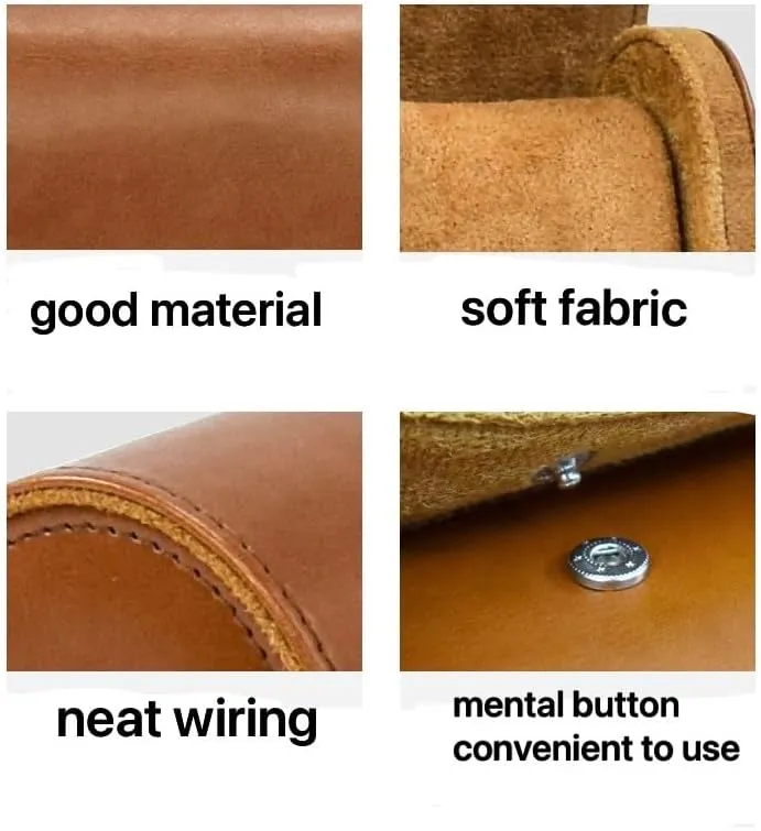 Luxury Leather Travel Watch Case Single Watch Box for Men and Women Portable Jewelry Watch Storage Roll Organizer(2-Brown Brown)