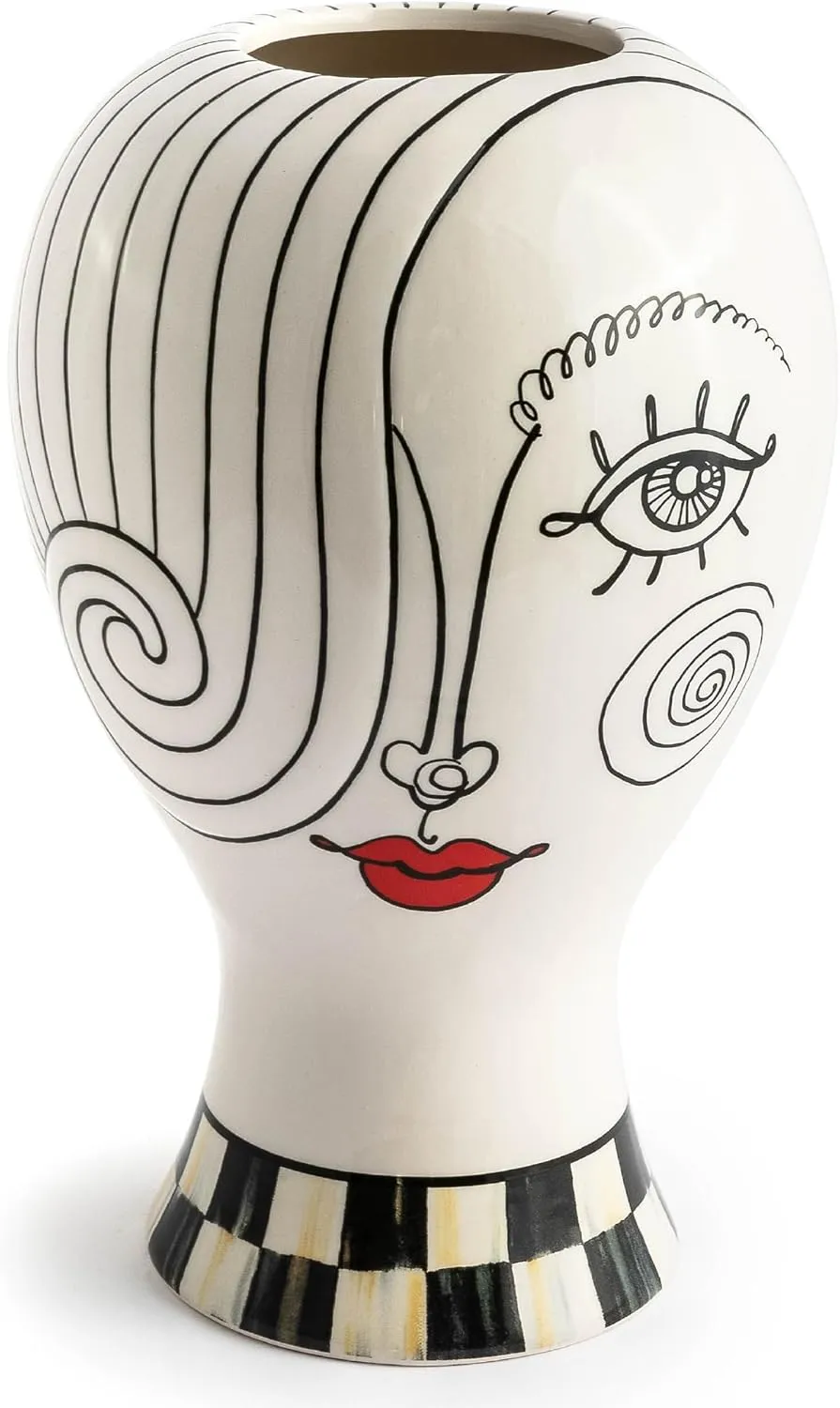 MACKENZIE-CHILDS Doodles Vase, Decorative Ceramic Vase, Lady Head