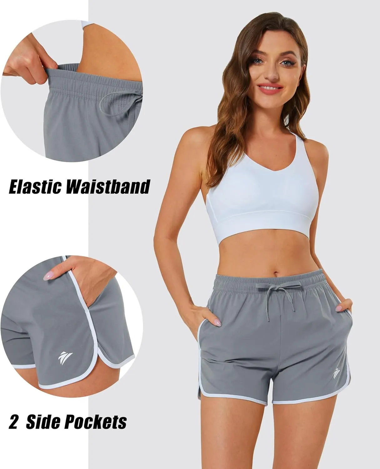 MAGCOMSEN Women's Athletic Shorts with Pockets Quick Dry Lightweight 3.5" Running Gym Workout Shorts Hiking Sport