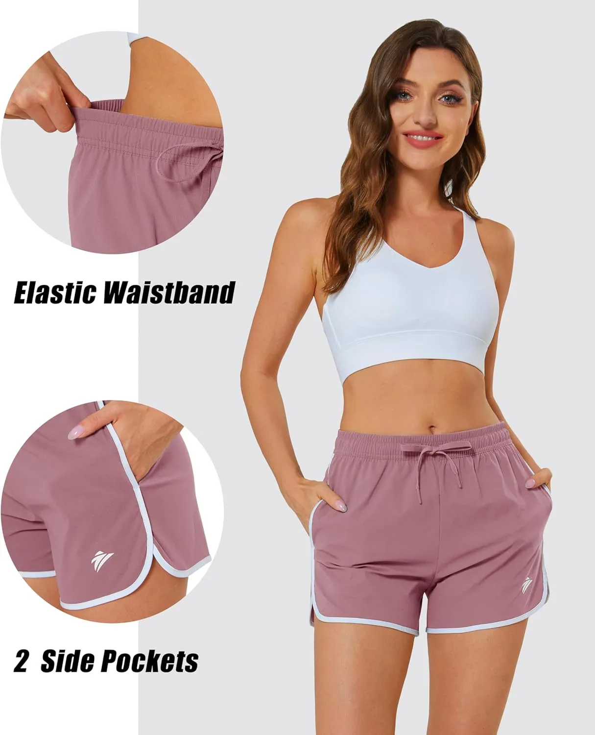 MAGCOMSEN Women's Athletic Shorts with Pockets Quick Dry Lightweight 3.5" Running Gym Workout Shorts Hiking Sport