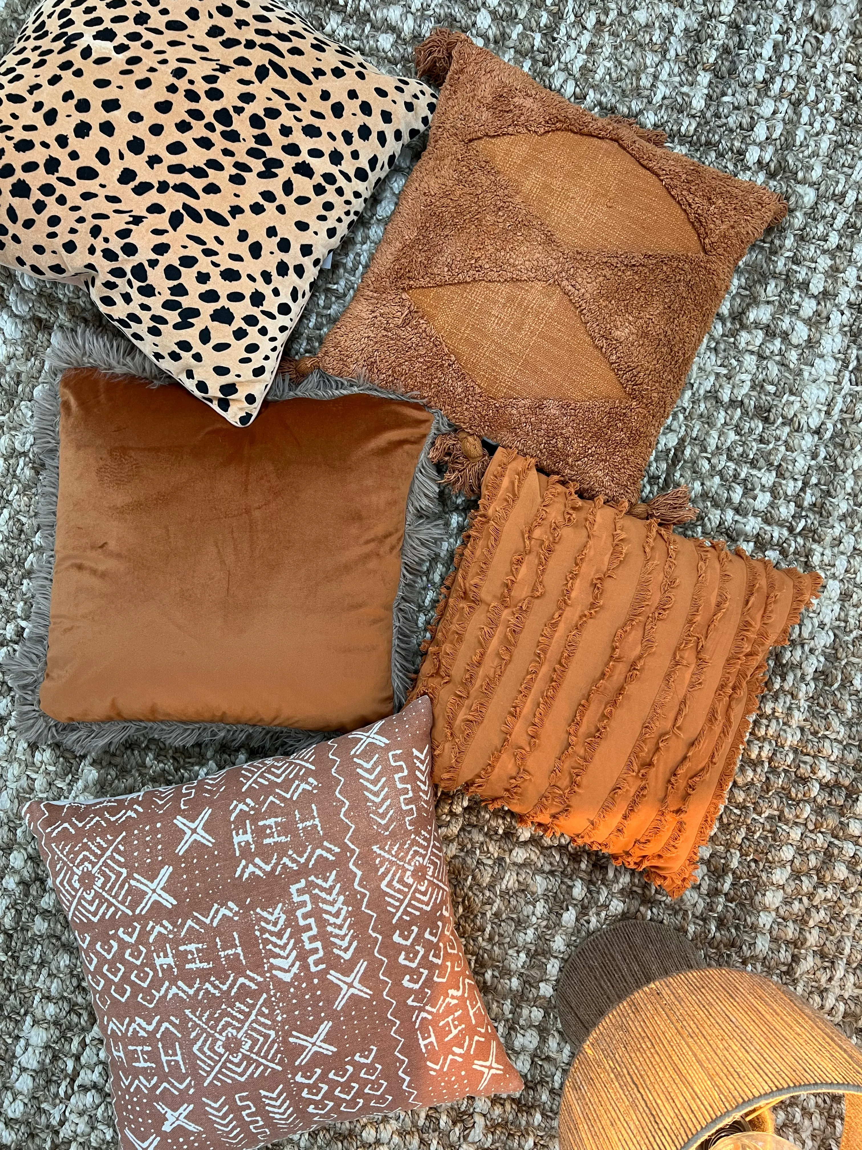 Makenna Velvet Cushion Piping Golden Brown