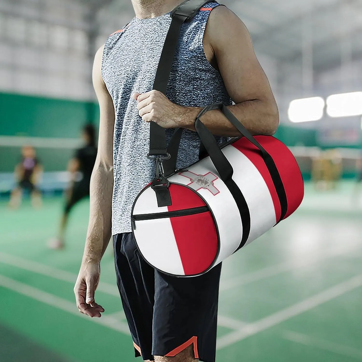 Malta Flag Large Gym Duffel Bag Dry Wet Separation for Men Women Travel Workout