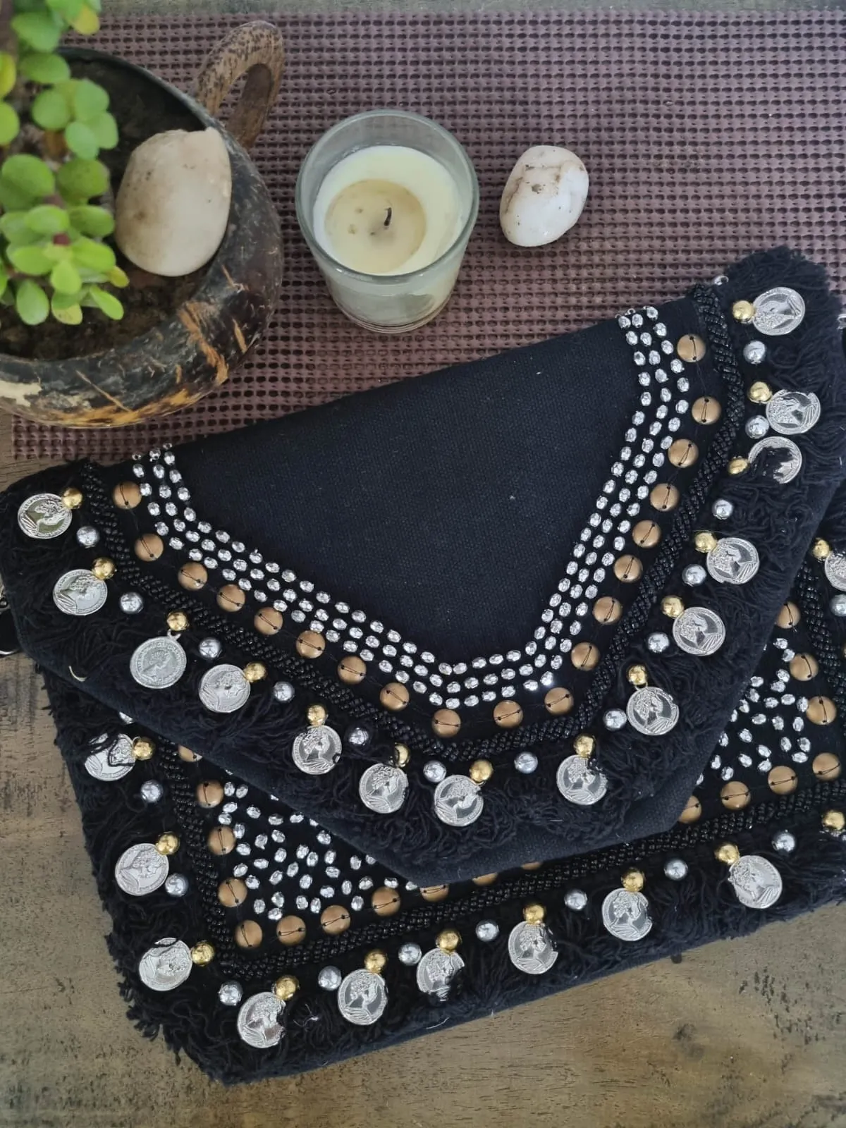 Marble Coin Boho Clutch